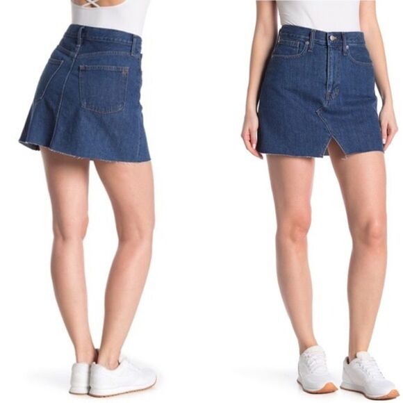 Madewell Rigid Denim A-Line Cutout Skirt - Picture 1 of 7